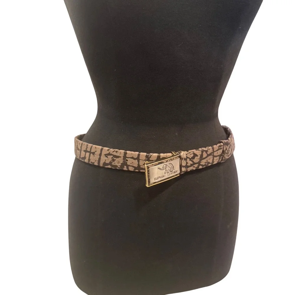 Elephant Leather Belt Mens Womens‎ Unique Exotic 30-32 Sm Buckle needs fixed